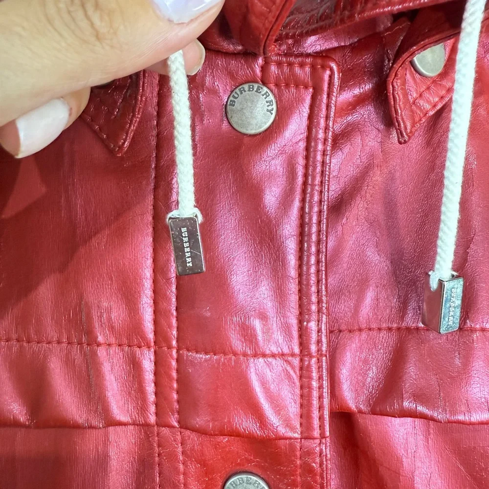 Burberry Red Hooded Trench Coat - Picture 5 of 16